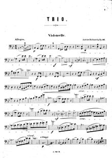 Partition de violoncelle, Piano Trio No.3, Op.52, B♭ major
