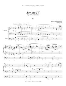 Partition , Andante religioso, 6 sonates pour orgue, Mendelssohn, Felix
