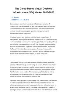 The Cloud-Based Virtual Desktop Infrastructure (VDI) Market 2013-2023