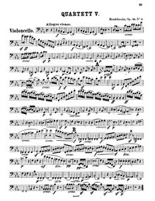 Partition violoncelle, corde quatuor No.5, Op.44 No.3, E♭ major