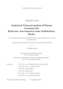 Analytical characterization of porous geomaterials [Elektronische Ressource] : reference assessment in some sedimentary rocks / von Rodolphe Robert