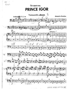 Partition violoncelles, Prince Igor, Князь Игорь - Knyaz Igor, Borodin, Aleksandr
