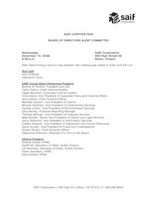 SAIF Corporation Audit Committee Board Minutes for December 10, 2008