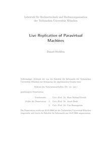 Live replication of paravirtual machines [Elektronische Ressource] / Daniel Stodden
