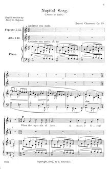 Partition complète (avec piano accompagnement), Chant nuptial, Op.15