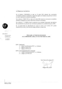 Proclamation des élus CNRS et IN2P3