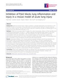 Inhibition of Pyk2 blocks lung inflammation and injury in a mouse model of acute lung injury