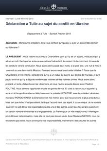 Conflit en Ukraine : déclaration de François Hollande à Tulle