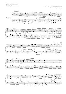 Partition , Andante en G major, 12 Neue leichte Praeludien nur mit 3 oder 4 Registern zu spielen