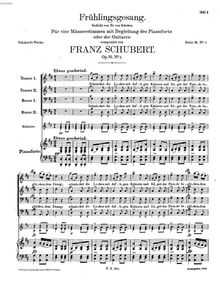 Partition complète, Frühlingsgesang, D.740, D-major, Schubert, Franz