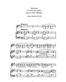 Partition complète (A Major: haut voix et piano), Ce sont les petits que je veux chanter