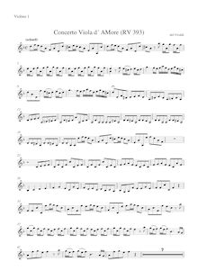 Partition violons I, Concerto pour viole de gambe d Amore en D minor