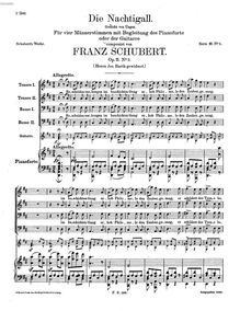 Partition complète, Die Nachtigall, D.724, D-major, Schubert, Franz
