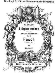 Partition violon 1, Sonata a 4, Fasch, Johann Friedrich