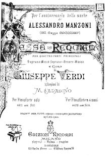 Partition complète, Requiem, Messa da Requiem, Verdi, Giuseppe