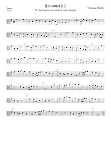 Partition ténor viole de gambe, alto clef, chansonnettes, ou Little Short chansons to Three Voyces
