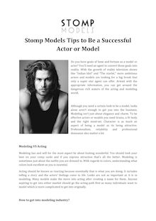 Stomp Models Tips to Be a Successful Actor 