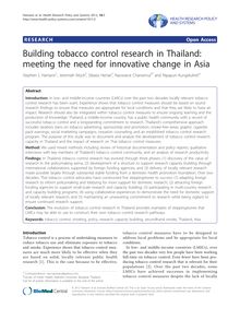 Building tobacco control research in Thailand: meeting the need for innovative change in Asia