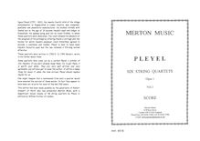 Partition Nos.1 to 3, 6 corde quatuors, Pleyel, Ignaz