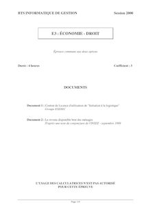 Economie - Droit 2000 BTS Informatique de gestion
