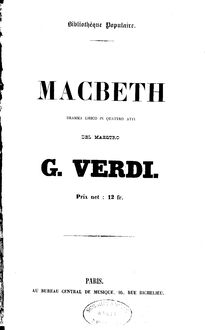 Partition complète, Macbeth, Verdi, Giuseppe