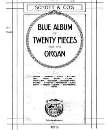 Partition complète, Blue Album of 20 pièces pour pour orgue, Various