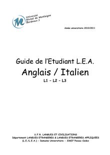 Guide de l étudiant 2011 - Guide Licence LEA 2010-2011 - Italien-2