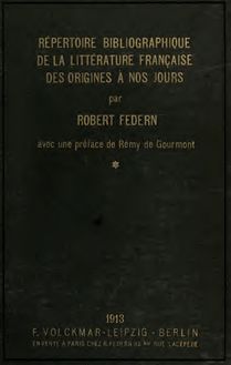 Répertoire bibliographique de la littérature française des origines à 1911