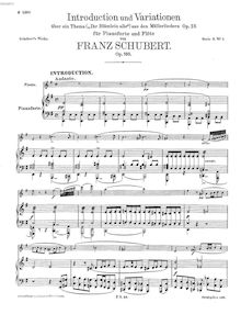 Partition complète, Introduction et Variations on  Trockne Blumen  pour flûte et piano, D.802 (Op.160)