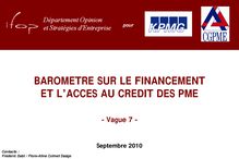 Baromètre KPMG-CGPME sur le financement et l'accès au crédit  - 7ème baromètre > octobre 2010
