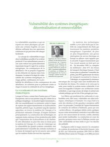 Vulnérabilité des systèmes énergétiques - Énergies renouvelables ...