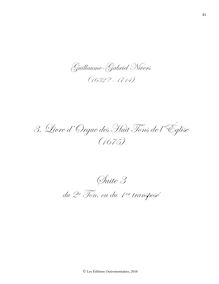 Partition  3 du 2e Ton, ou du 1er transposé, Troisième livre d’orgue des huit tons de l’Église