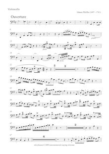 Partition Continuo (violoncelles, Basses, clavier), Ouverture en G major pour 2 flûtes, basson et cordes