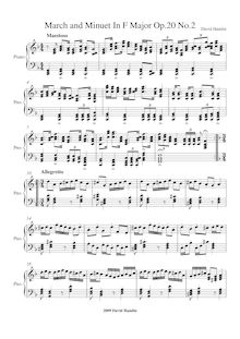 Partition complète, March et Minuet en F major Op.20 No.2, F major