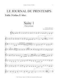 Partition  1 en C major - alternate parties(violons III pour altos I, Octave violon/Violotta pour altos II, Cembalo/ Organo), Le Journal Du Printemps