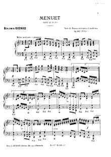 Partition , Menuet,  de danses anciennes et modernes, Op.103, Godard, Benjamin