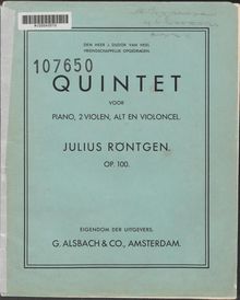 Partition complète et parties, Piano quintette No.2, A minor par Julius Röntgen