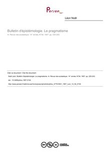 Bulletin d épistémologie. Le pragmatisme - article ; n°54 ; vol.14, pg 220-243