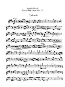 Partition violons II, Carnival Overture, Karneval, Dvořák, Antonín