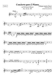 Partition violons II, Piano Concerto No.10, Concerto for Two Pianos