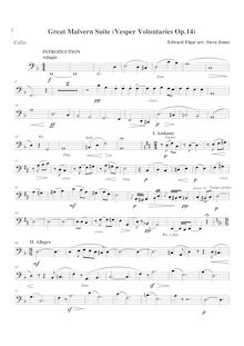 Partition violoncelles, 11 Vesper Bénévoles, Op.14, Elgar, Edward