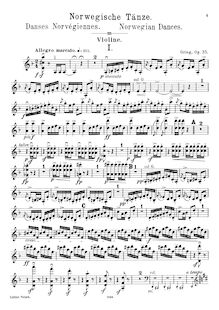 Partition de violon (filter), 4 norvégien Dances, Op.35