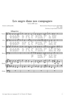 Partition complète: traditionnel lyrics, Les anges dans nos campagnes
