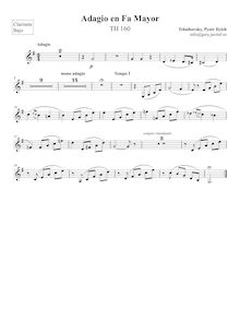Partition basse clarinette (B♭), Adagio, F major, Tchaikovsky, Pyotr