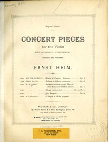 Partition couverture couleur, Airs Hongrois Variés, Ernst, Heinrich Wilhelm