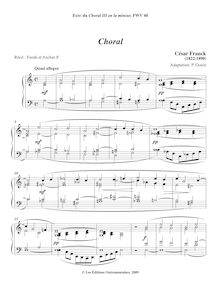 Partition choral (excerpt), Three Chorals pour orgue, Franck, César