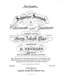 Partition parties complètes, Schweizer Serenade, Op.29, Neumann, Heinrich