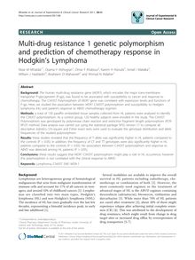Multi-drug resistance 1 genetic polymorphism and prediction of chemotherapy response in Hodgkin s Lymphoma