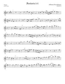 Partition ténor viole de gambe, octave aigu clef, fantaisies pour 4 violes de gambe par Alfonso Ferrabosco Jr.