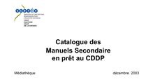 Catalogue des Manuels Secondaire en prêt au CDDP